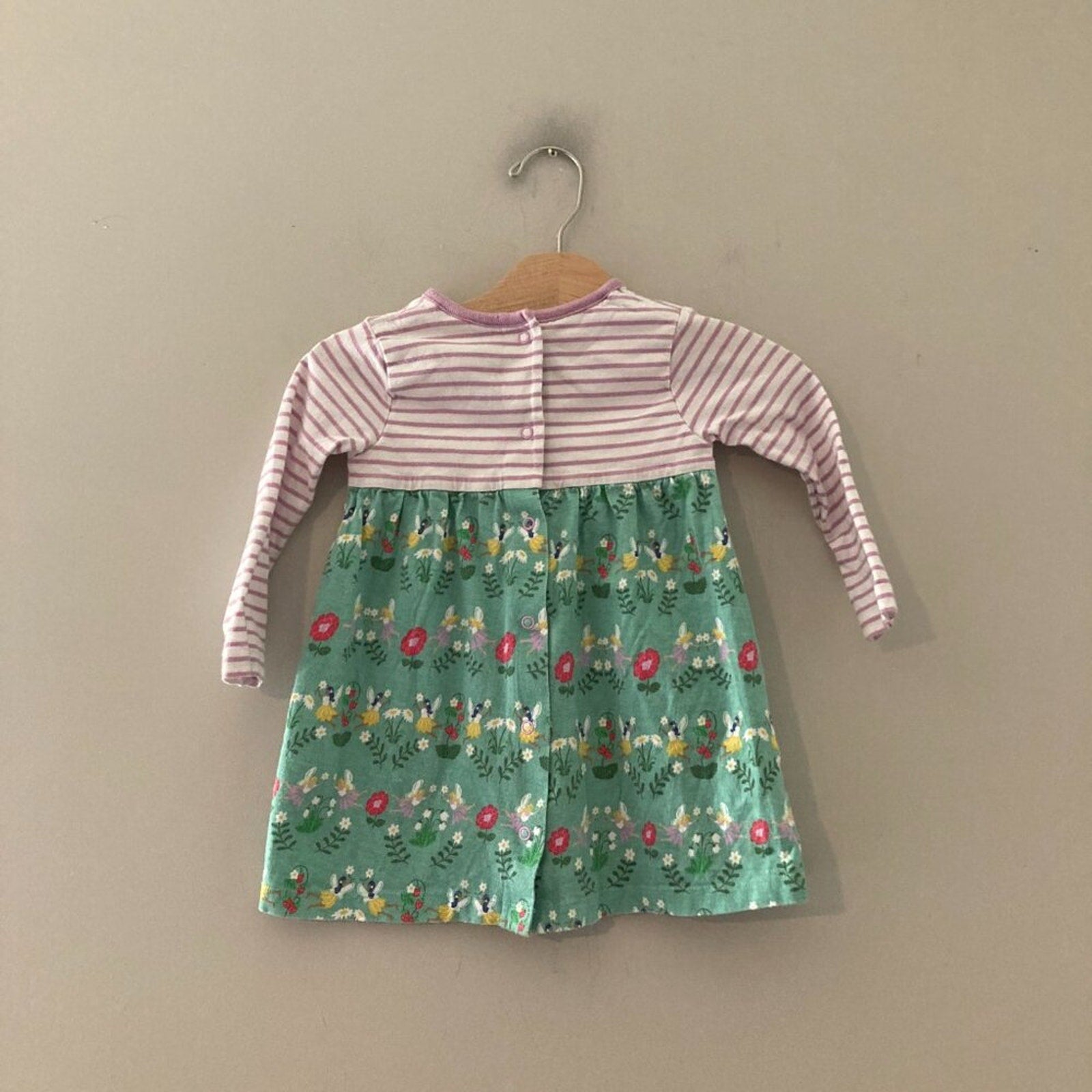 mini boden floral long sleeve dress stripes 12-18M