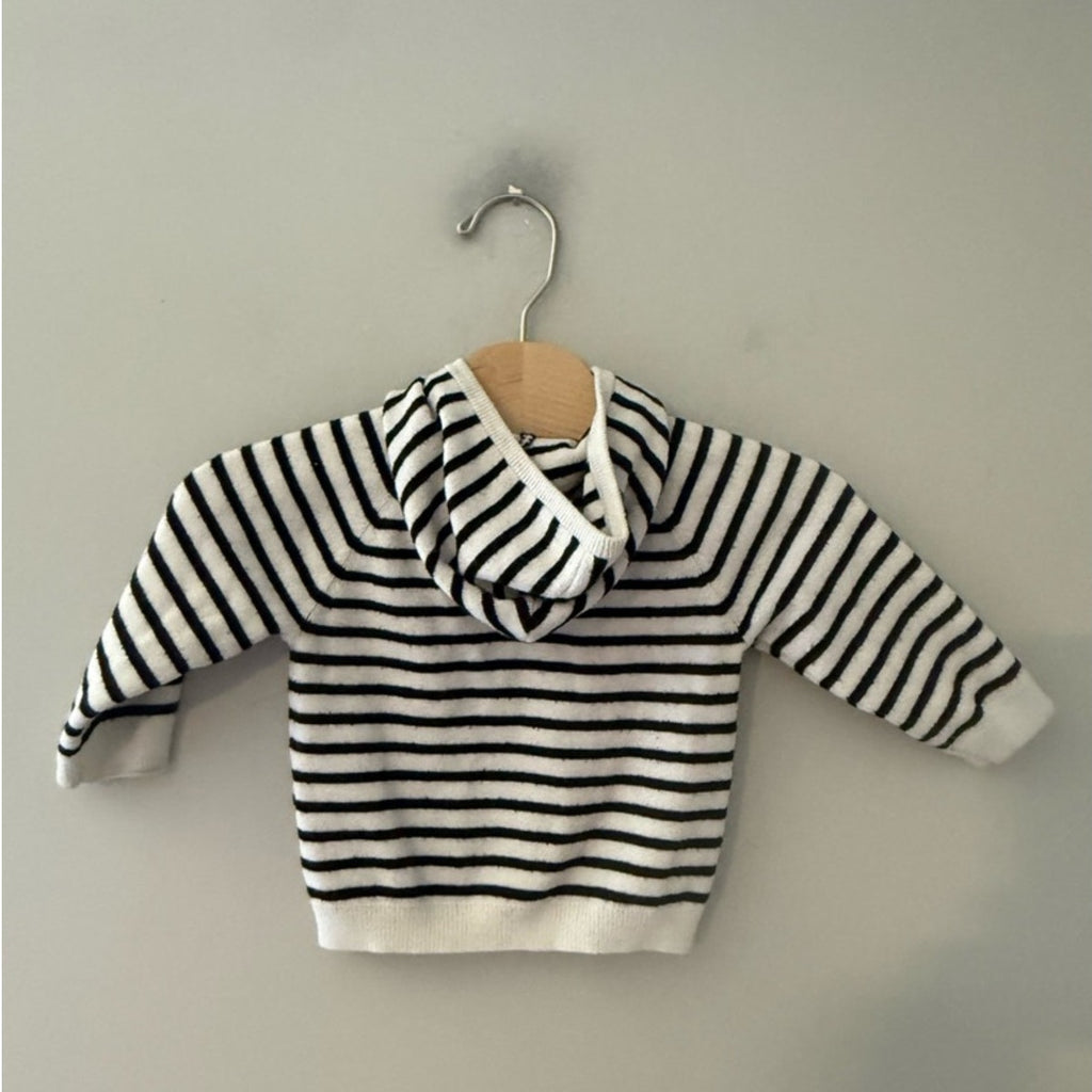 zara black white striped sweater 9-12M