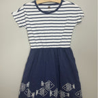 tea collection girls' blue stripe dress 7Y