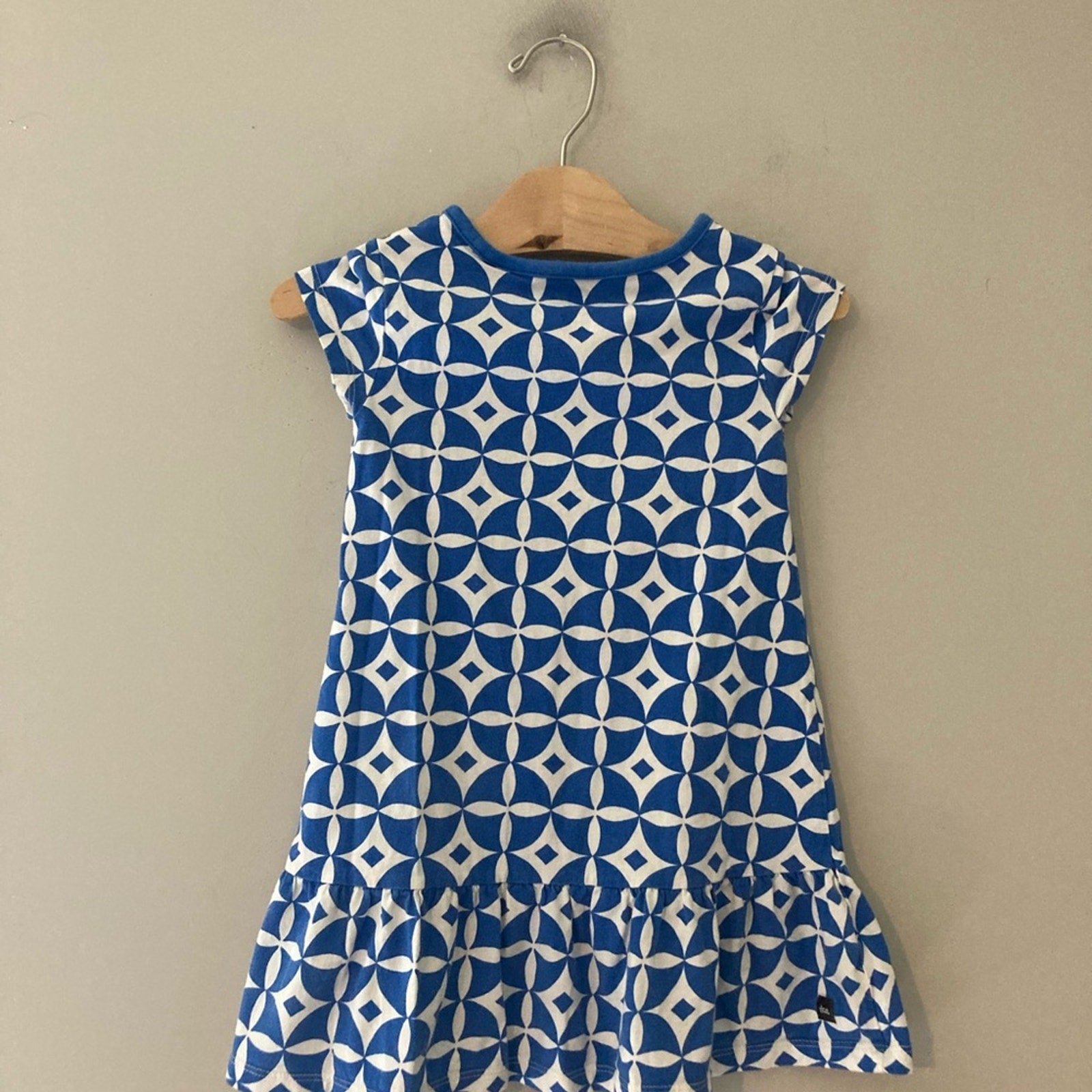 tea collection blue white tile print dress 4Y