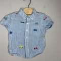 mini boden boys linen button down shirt top 2-3Y