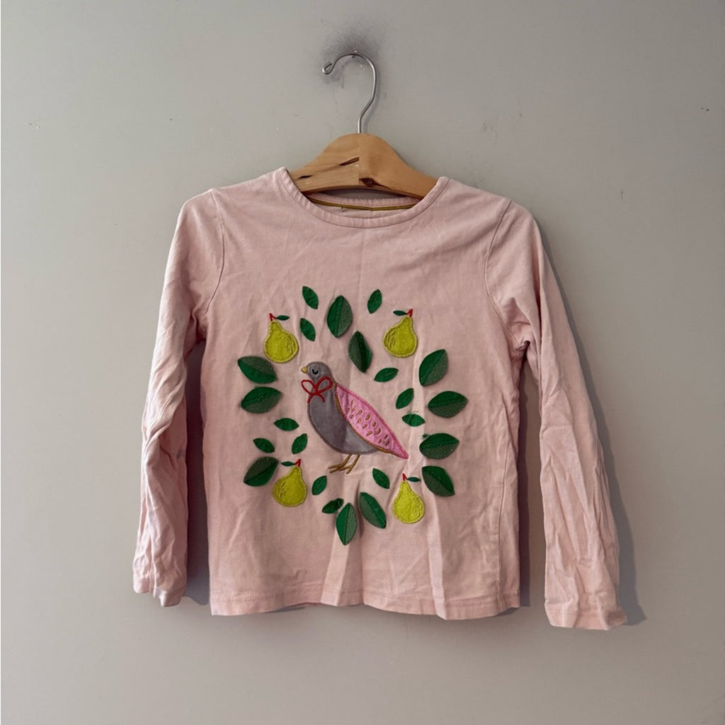 mini boden long-sleeve pink tee 7-8Y
