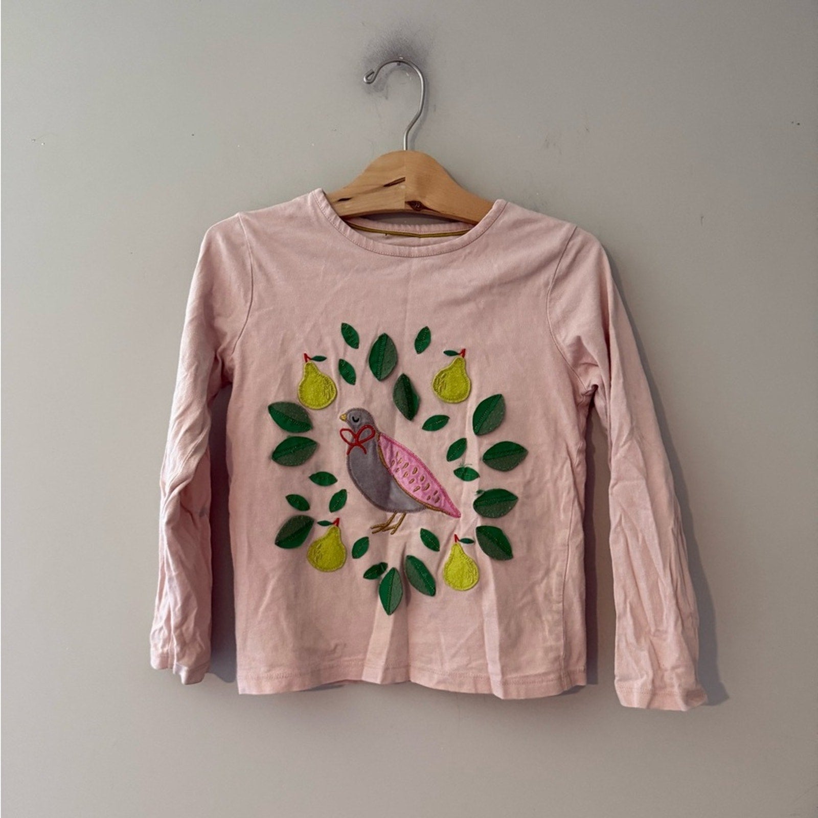 mini boden long-sleeve pink tee 7-8Y