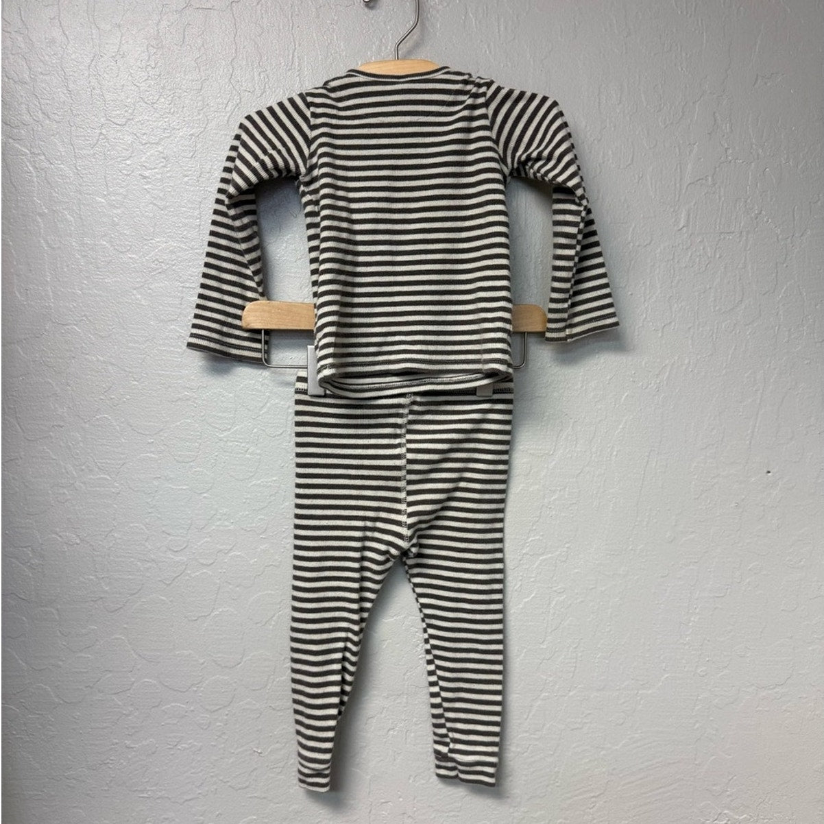 quincy mae cream and brown stripe matching set 2-3Y