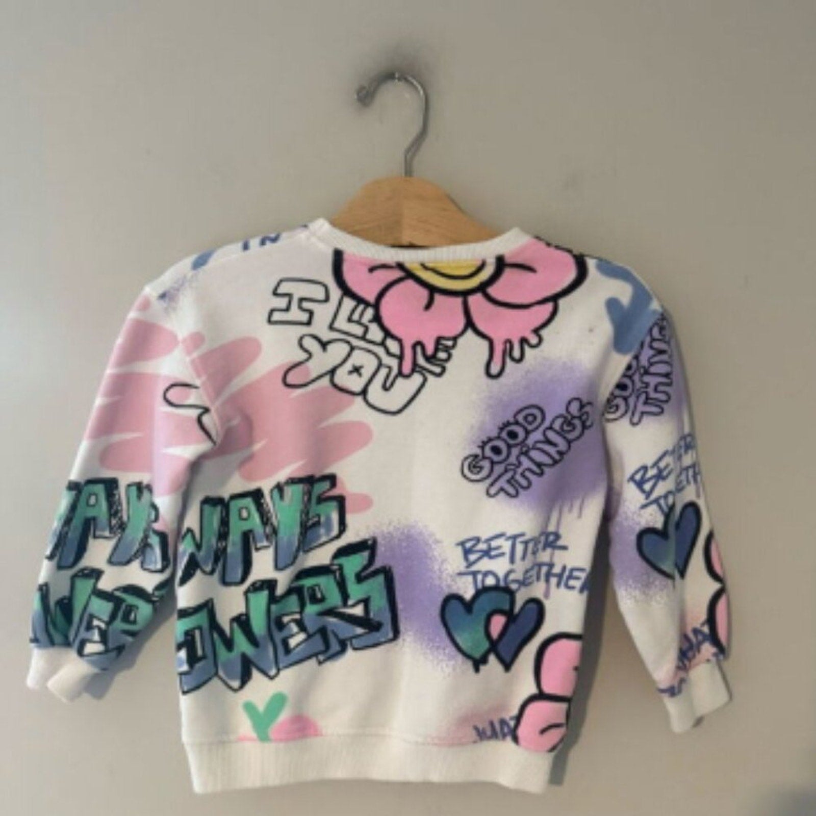 zara girls' graffiti sweatshirt 3-4Y