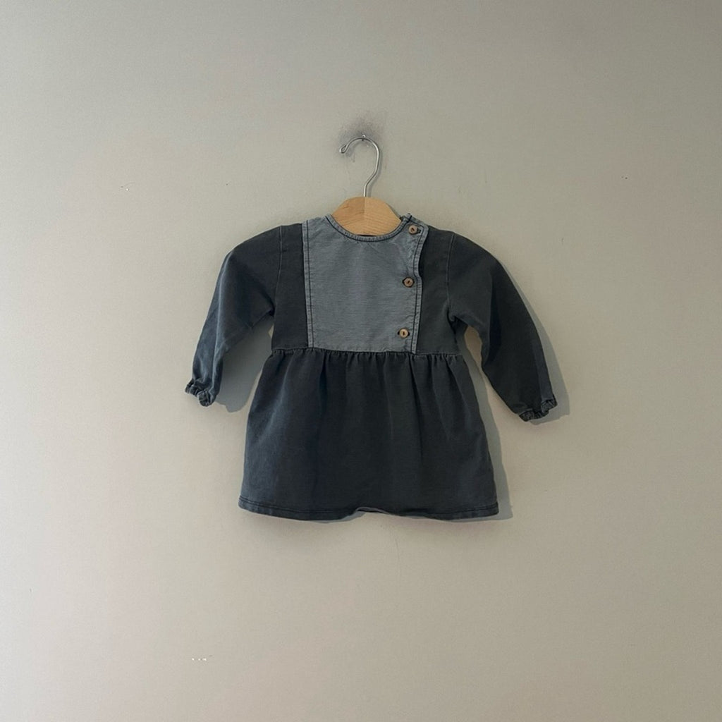 zara washed black denim stripe‎ dress 12-18M