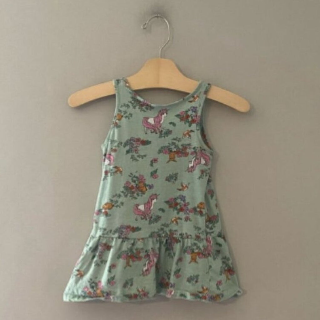 h&m green bunny unicorn tank dress 12-18M