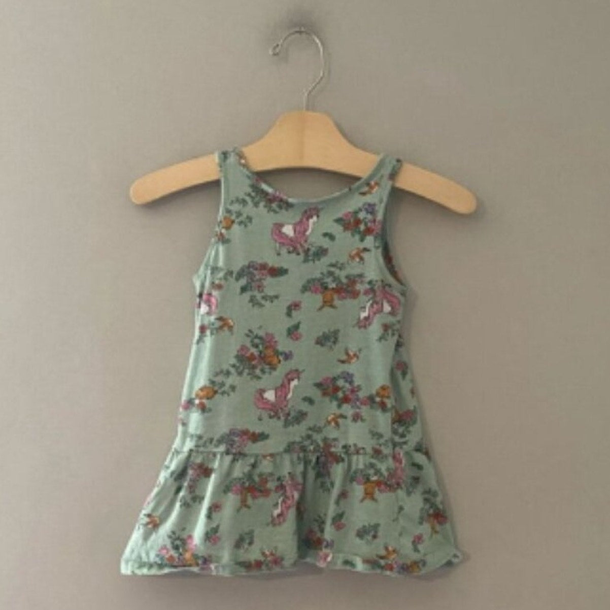 h&m green bunny unicorn tank dress 12-18M