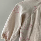 zara girls' cream butterfly blouse 9-12M