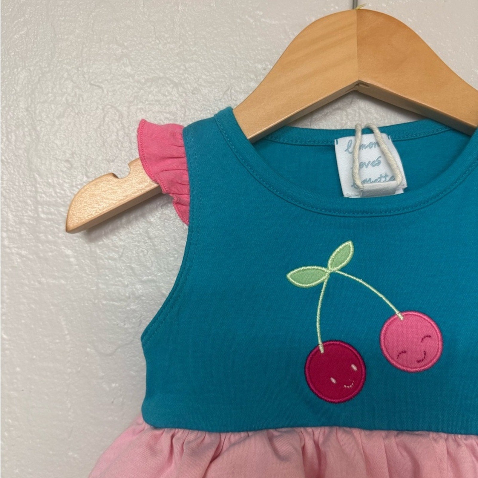 lemon loves layette blue pink romper 3-6M