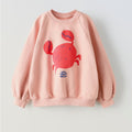 zara girls' pink crab sweatshirt 4Y