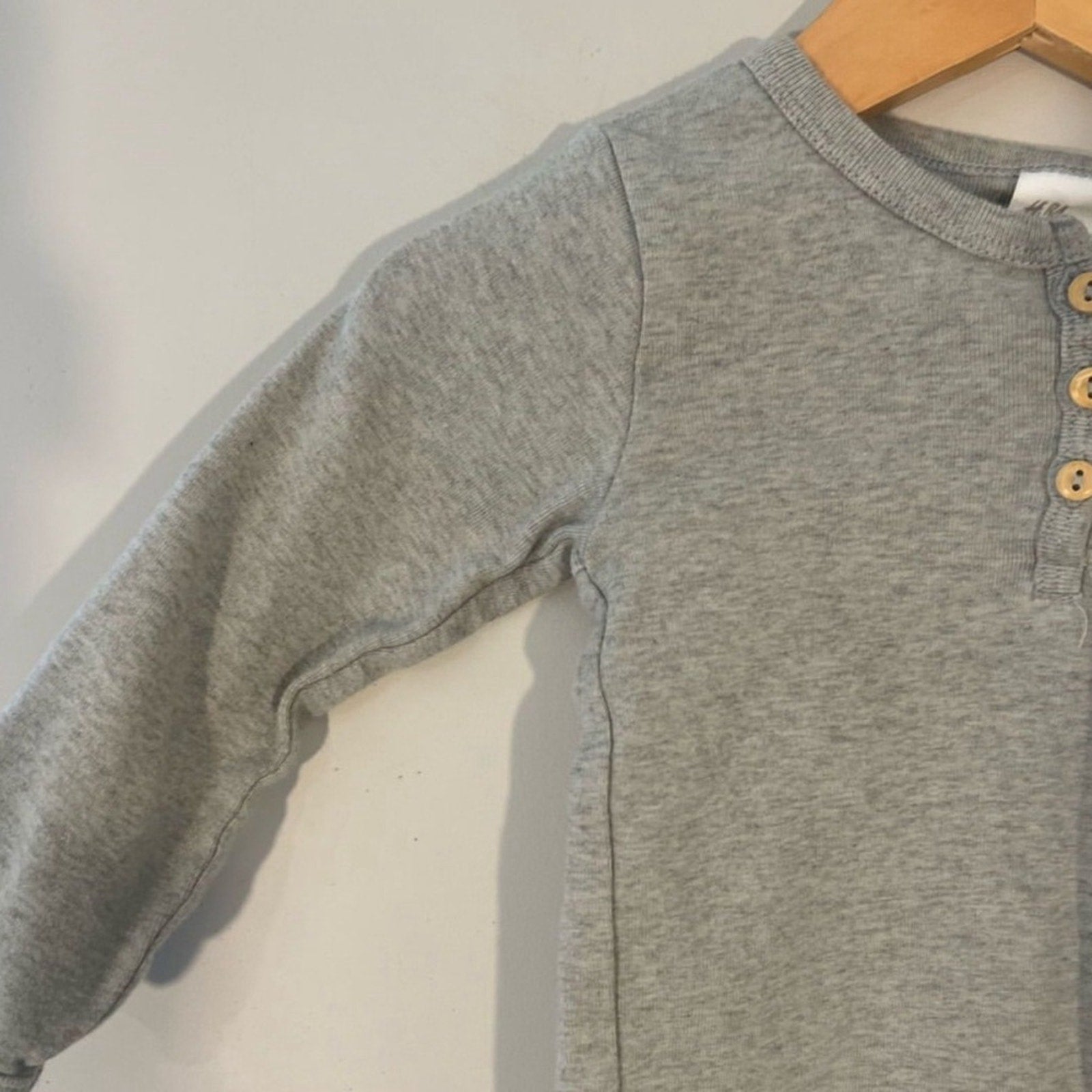 h&m green gray henley 12M