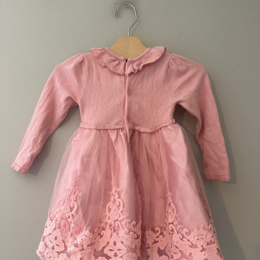 mayoral dress pink knit tulle floral skirt‎ 24M
