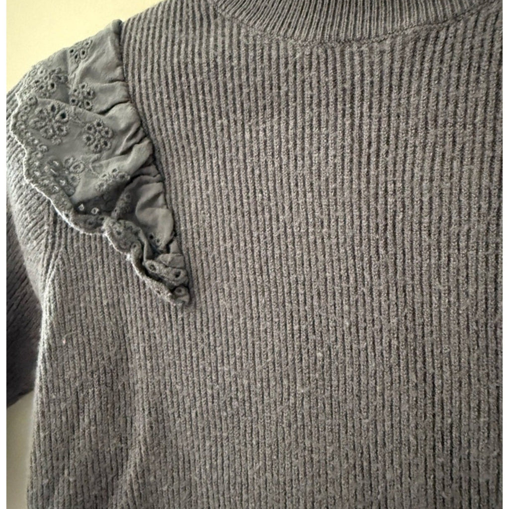 zara girls' ribbed gray shirt ruffle 18-24M