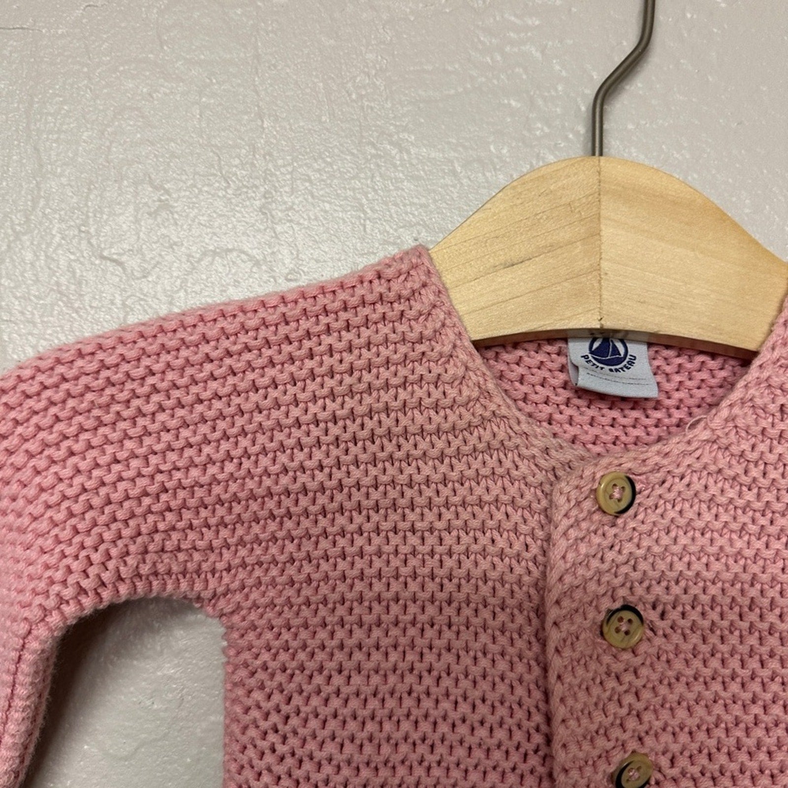petit bataeu‎ girls' pink chunky knit cardigan 6M