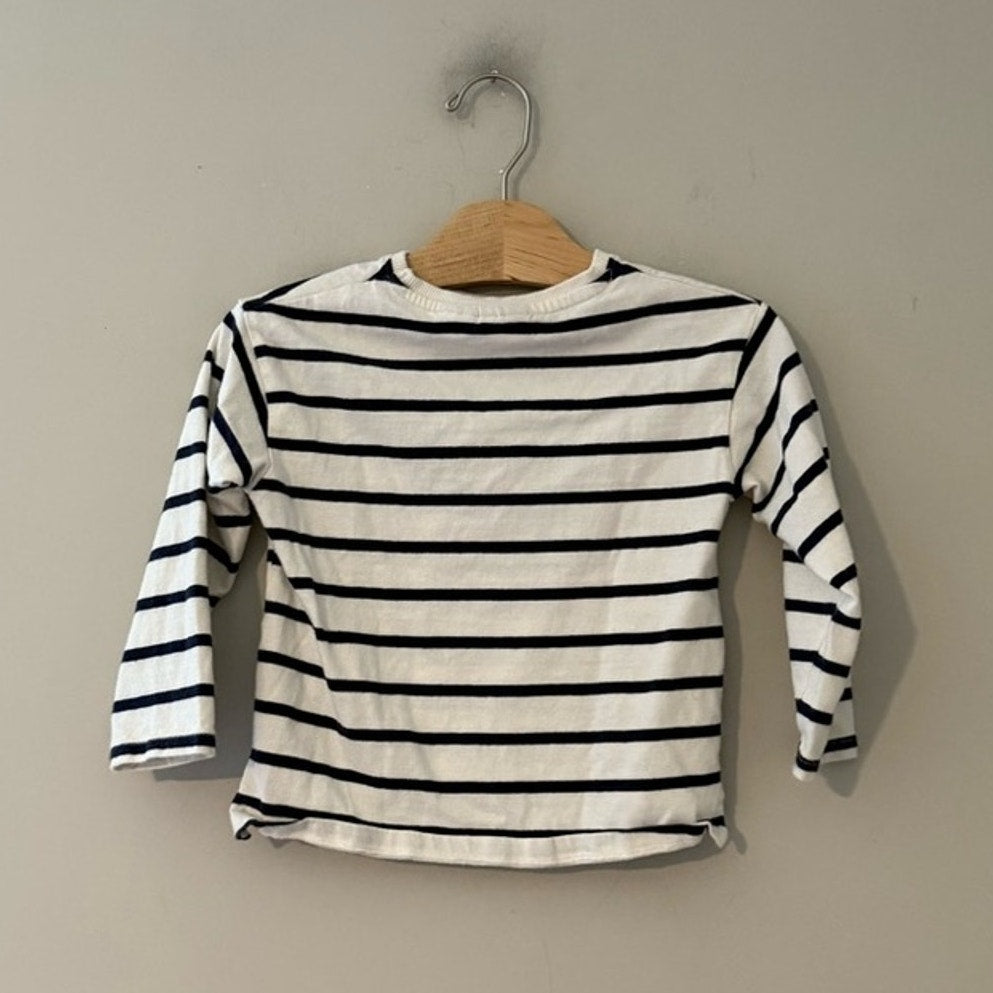 zara boys' navy white striped tee 3-4Y