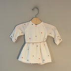 zara cream belted dress 3-6M