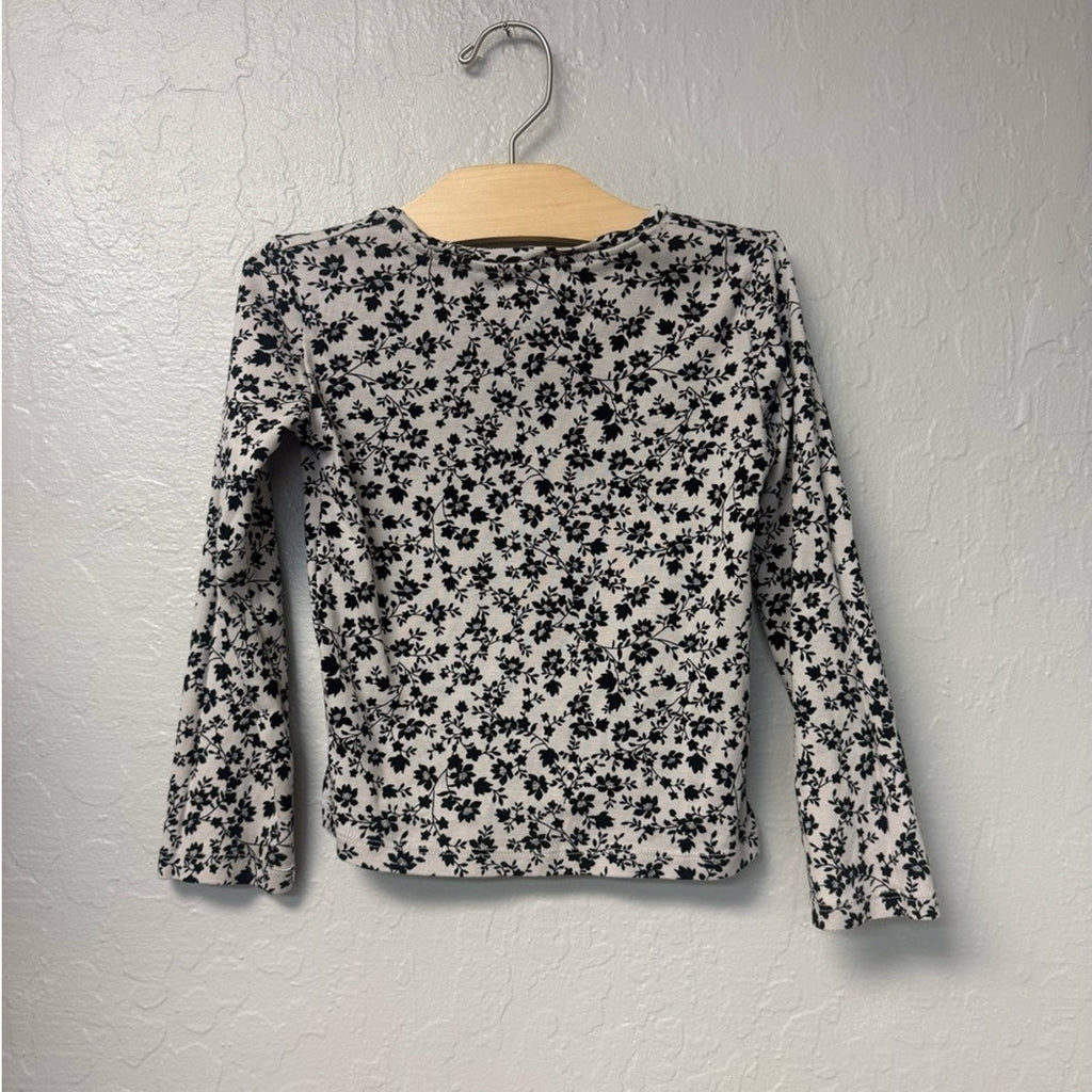 zara cream long-sleeve floral tee 7Y