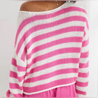 aerie off-shoulder pink white stripe sweater XL