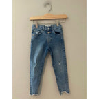 zara girls jeans high waist uneven hem 4-5Y