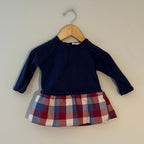zara girls' navy plaid dress 6-9M