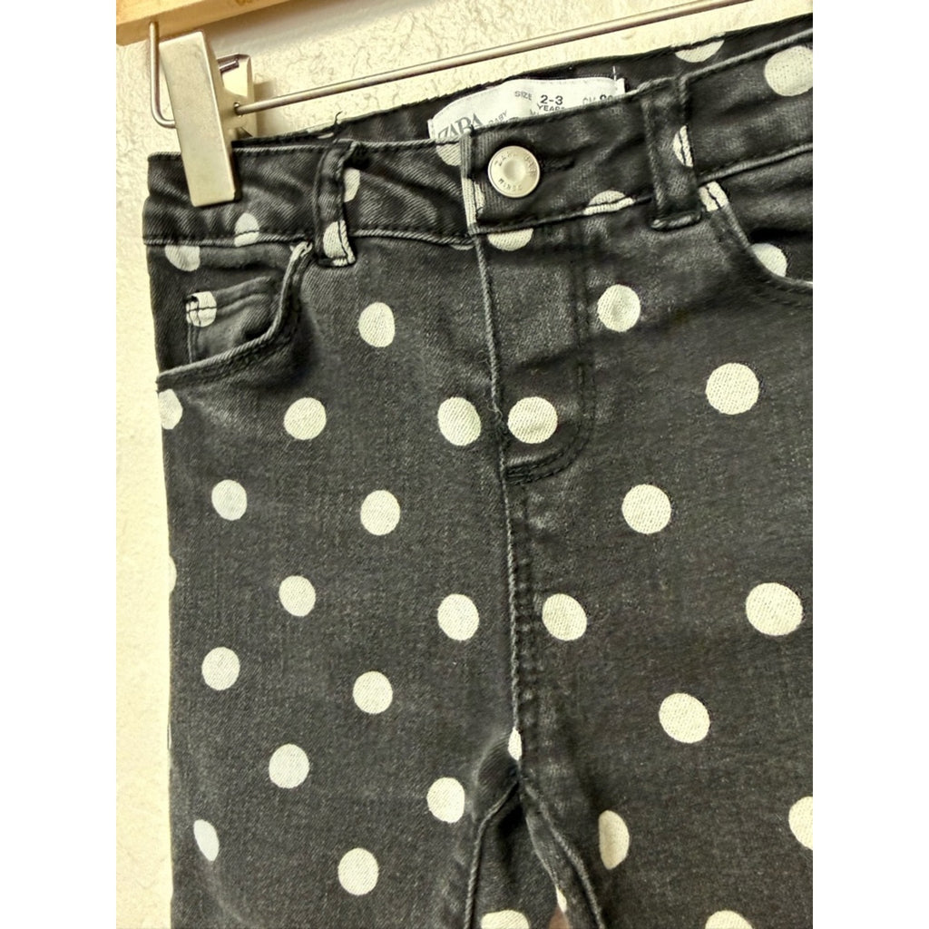 zara black polka dot jeans 2-3Y