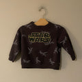 Front view of Zara black Star Wars crewneck sweatshirt with X-Wing print for boys