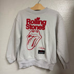 Front view of a Zara light gray girls’ Rolling Stones sweatshirt in size 8–9 years with red logo and tongue graphic.