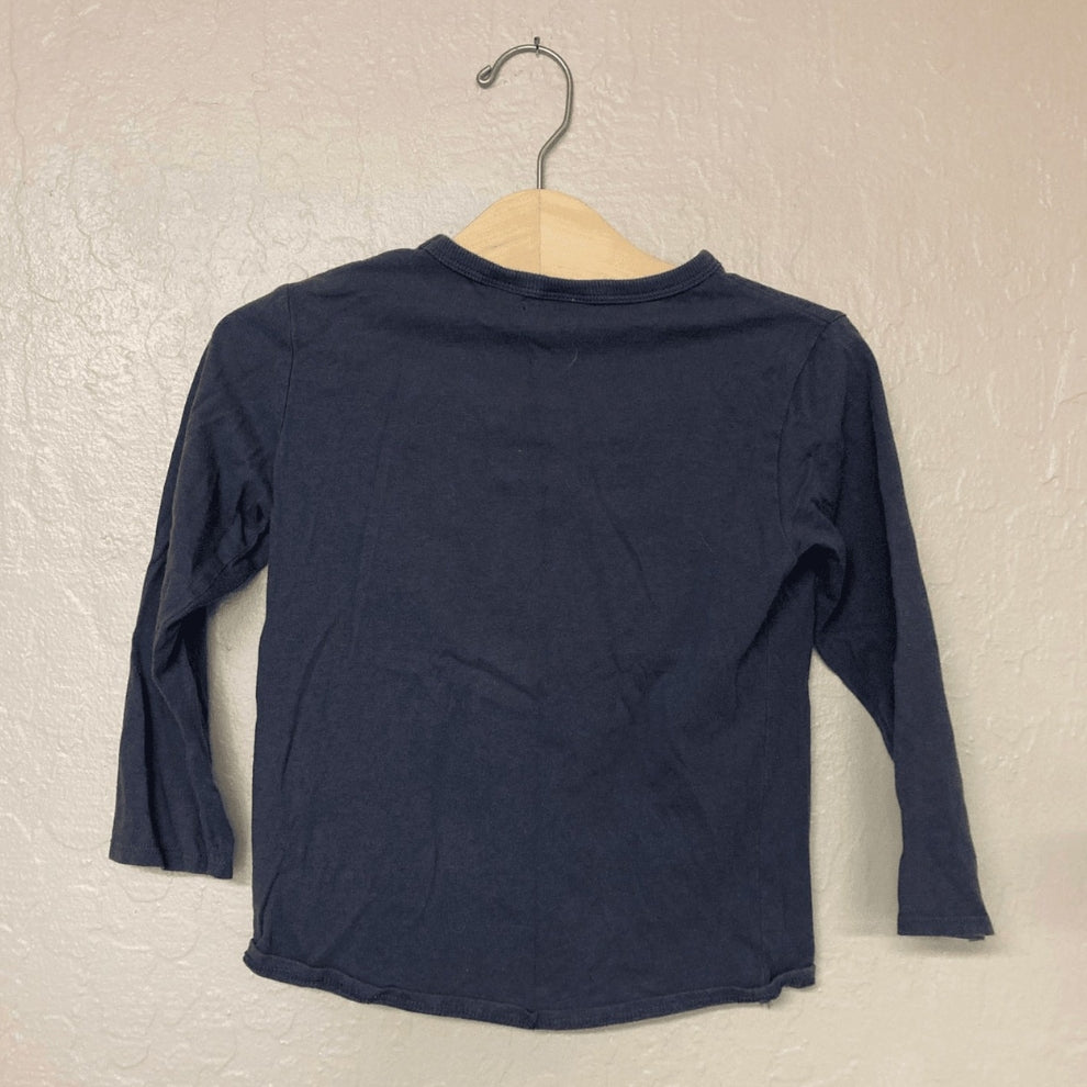 Zara long-sleeve graphic t-shirt in navy blue with drawing tutorial print for boys
