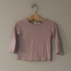 Front view of Zara mauve purple long-sleeve t-shirt with puff sleeves for toddler girls